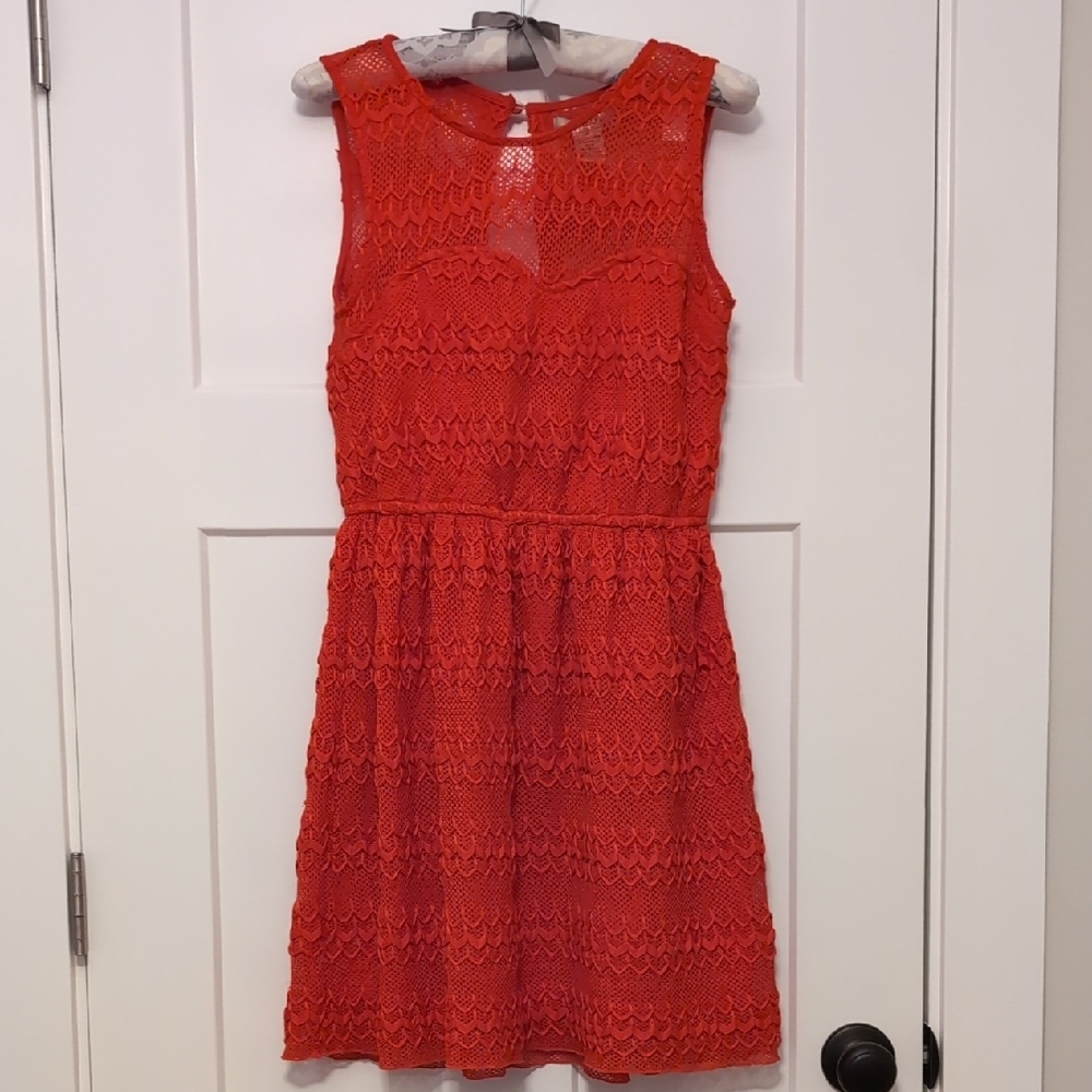 Sleeveless Red Lace Dress